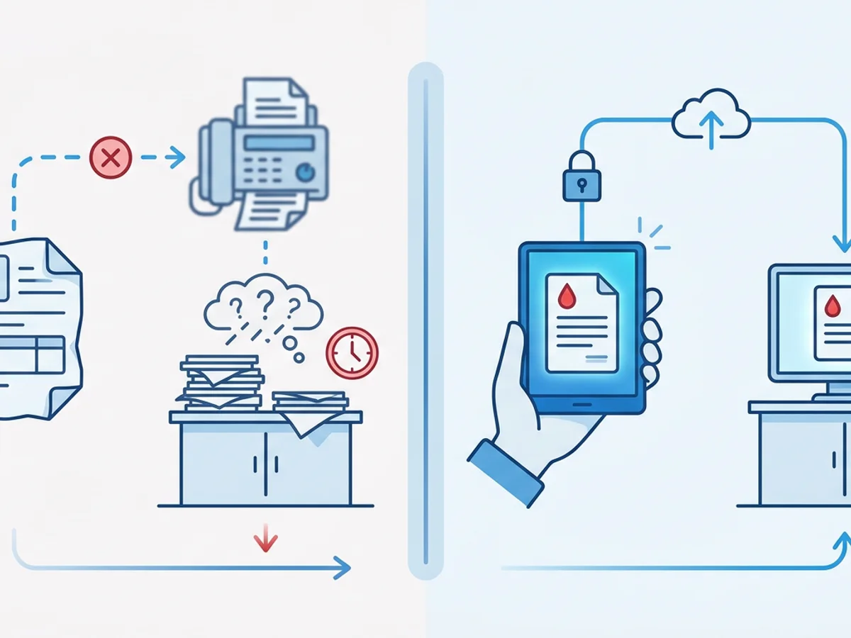 How Mobile Phlebotomists Fax Lab Requisitions Without Specimen Delays — illustration